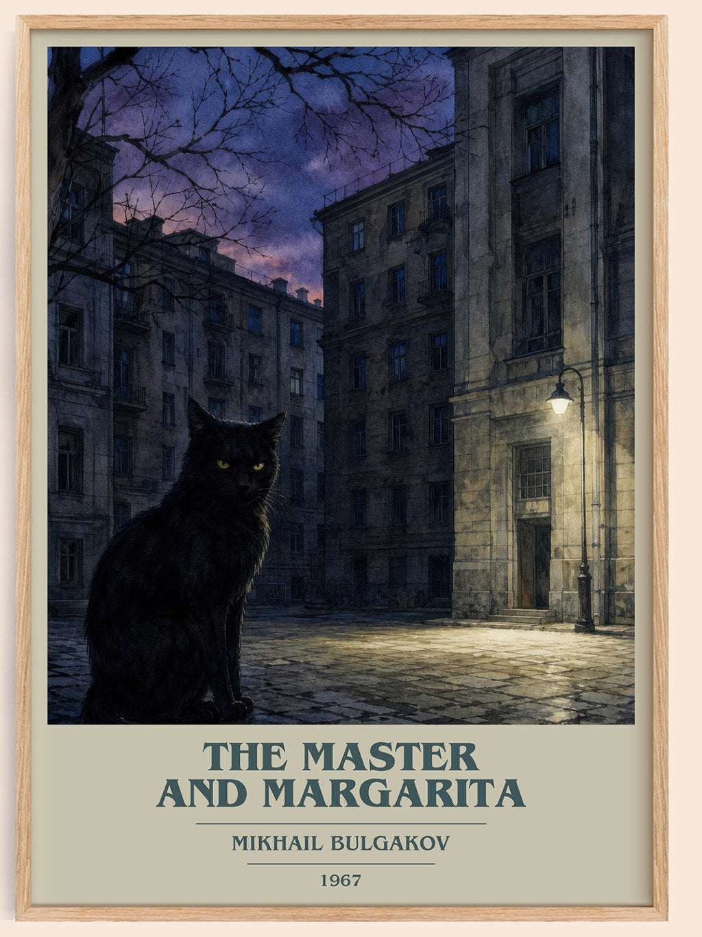 The Master and Margarita book cover book poster by Mikhail Bulgakov – framed literary art print