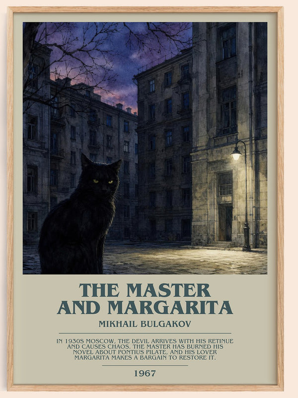 The Master and Margarita bookish book poster by Mikhail Bulgakov – framed literary art print