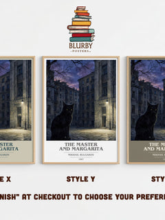 The Master and Margarita book cover print in frame leaning in hallway – literary fiction wall art