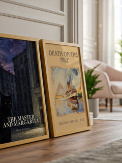 The Master and Margarita watercolour print framed by window – literary home decor