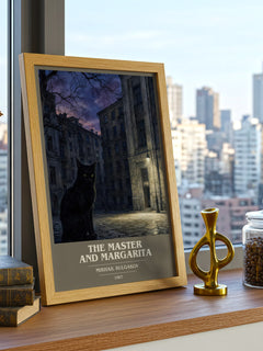 The Master and Margarita book cover print framed by window – literary home decor