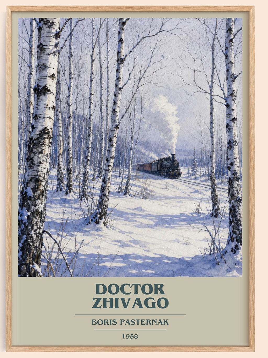 Doctor Zhivago book cover book poster by Boris Pasternak – framed literary art print