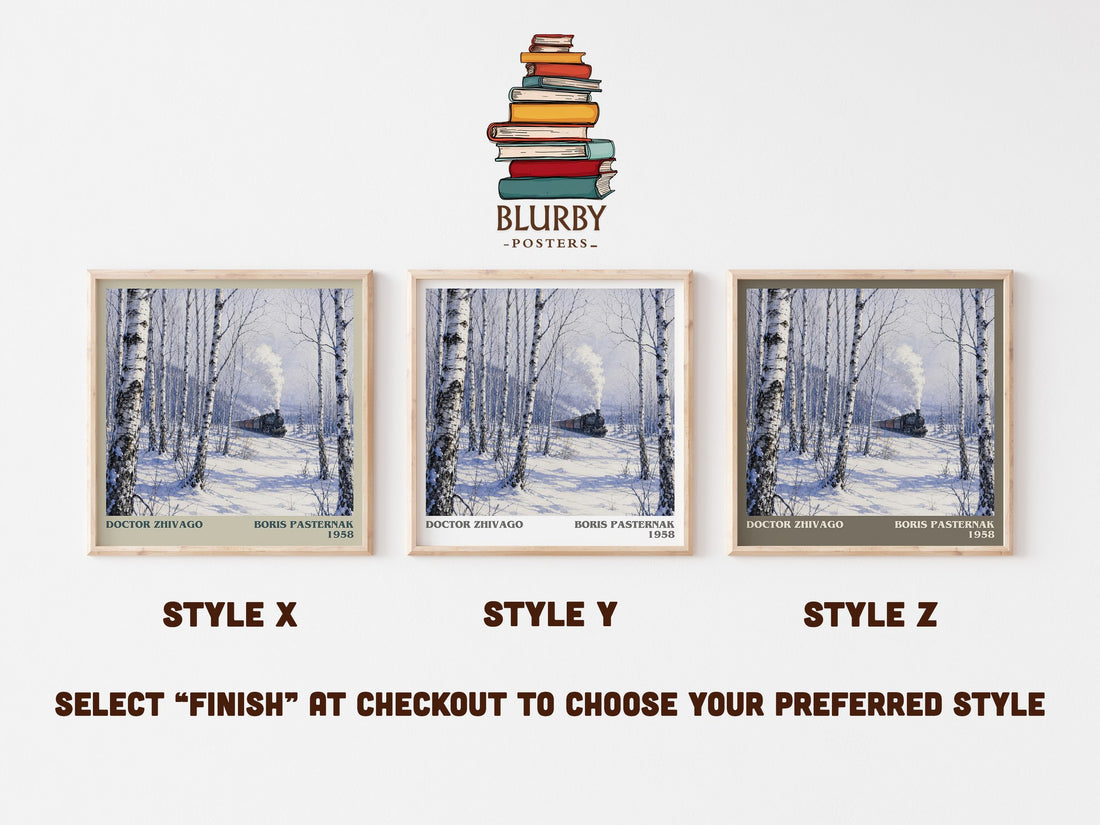 Doctor Zhivago literary print in frame leaning in hallway – historical fiction wall art (mockup)