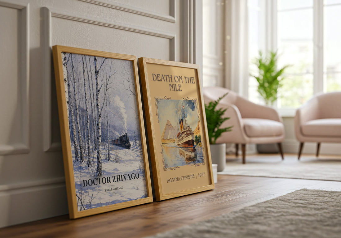 Doctor Zhivago watercolour print framed by window – literary home decor