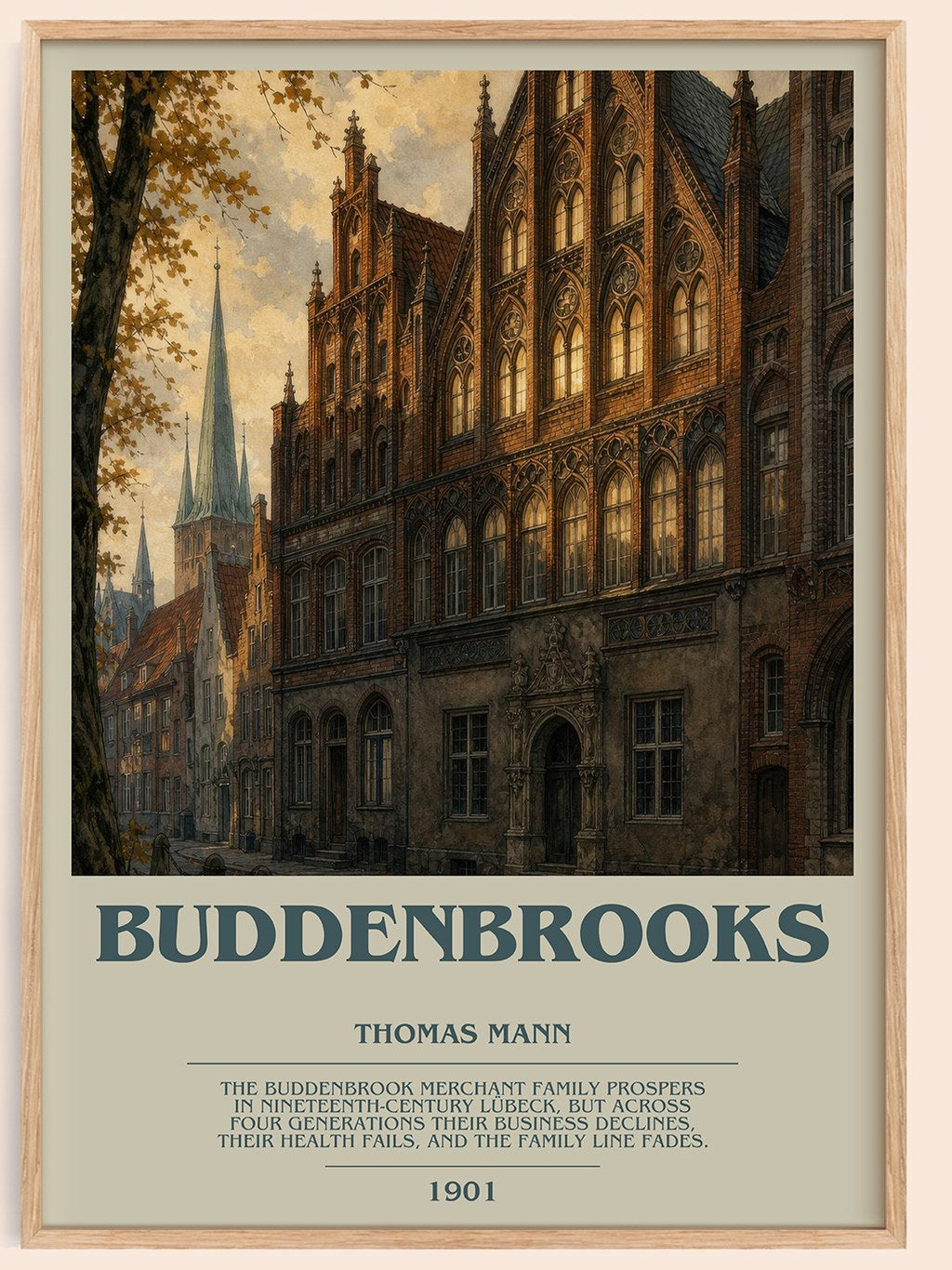 Buddenbrooks bookish book poster by Thomas Mann – framed literary art print
