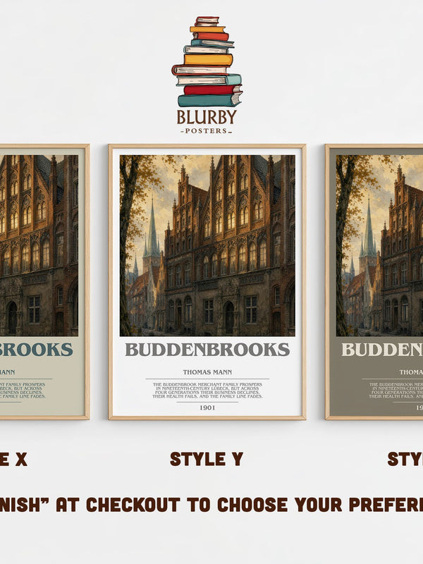Buddenbrooks bookish print in frame leaning in hallway – literary fiction wall art