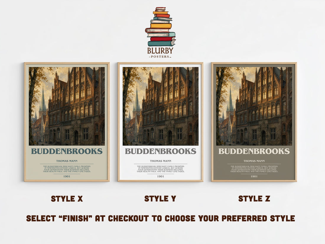 Buddenbrooks bookish print in frame leaning in hallway – literary fiction wall art (mockup)
