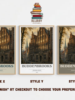 Buddenbrooks Book Cover Poster by Thomas Mann – Style X, Y and Z side by side – choose your finish