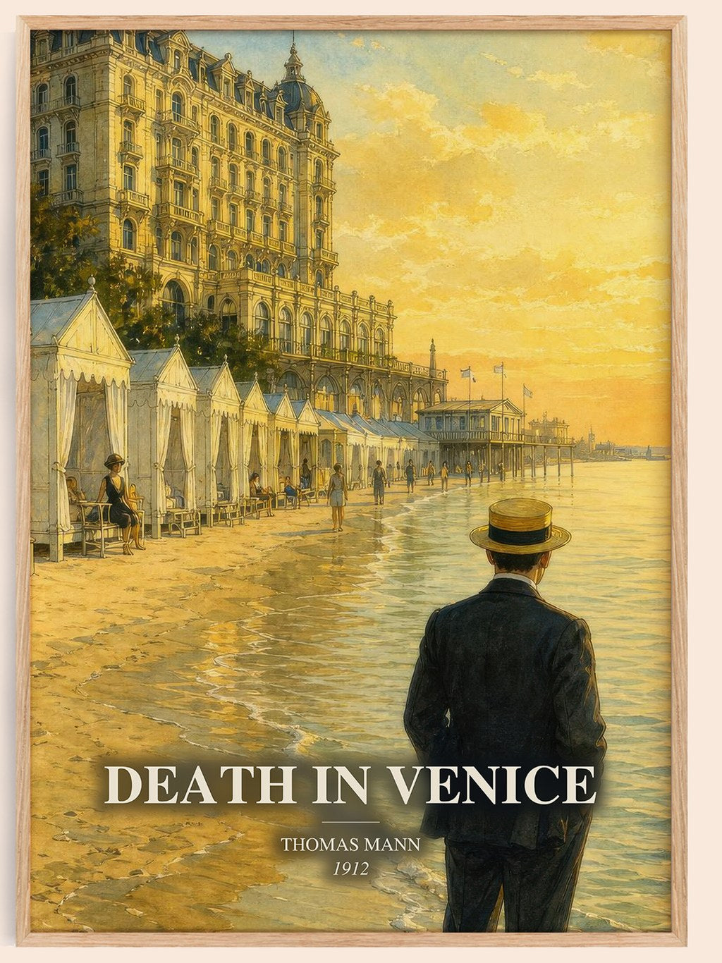 Death in Venice watercolour book poster by Thomas Mann – framed literary art print