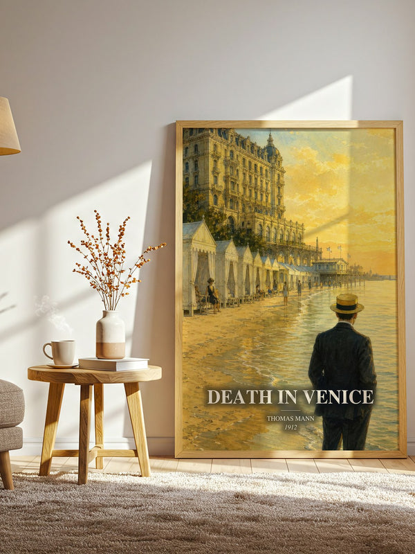Death in Venice watercolour print in frame leaning in hallway – literary fiction wall art