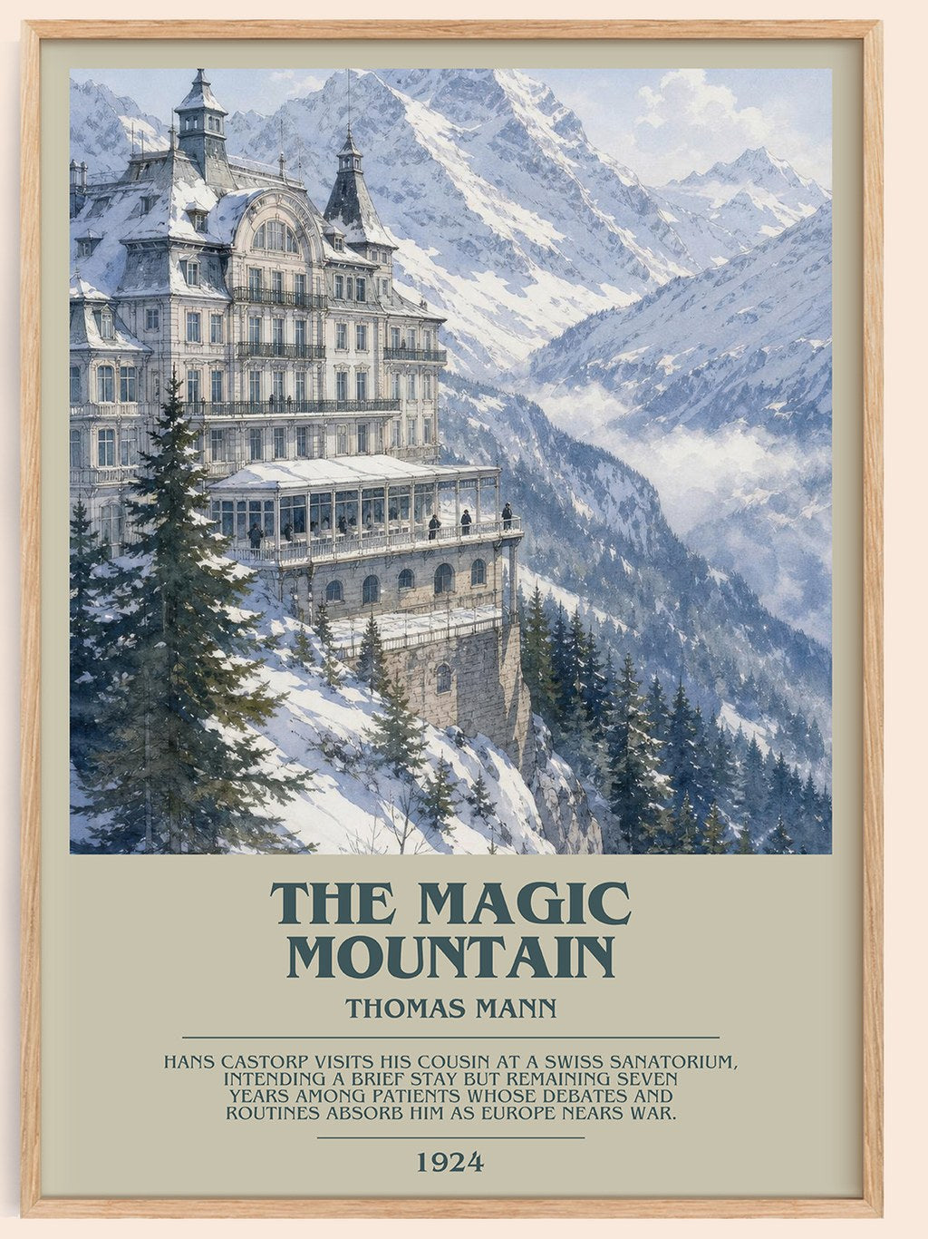 The Magic Mountain bookish book poster by Thomas Mann – framed literary art print