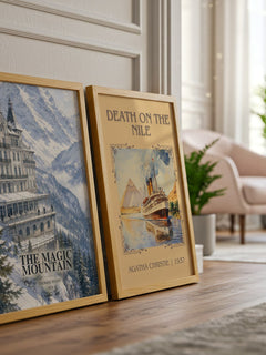 The Magic Mountain watercolour print framed by window – literary home decor