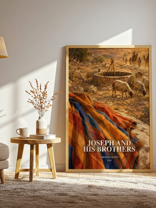 Joseph and His Brothers watercolour print in frame leaning in hallway – literary fiction wall art