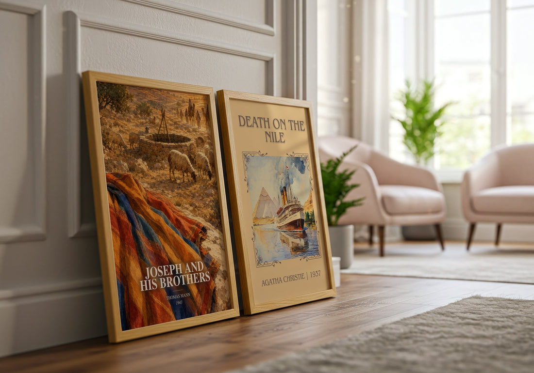 Joseph and His Brothers watercolour print framed by window – literary home decor