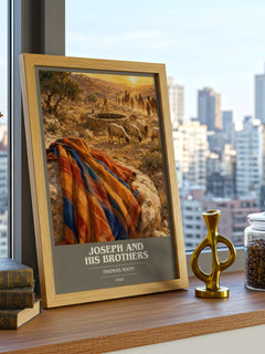 Joseph and His Brothers book cover print framed by window – literary home decor