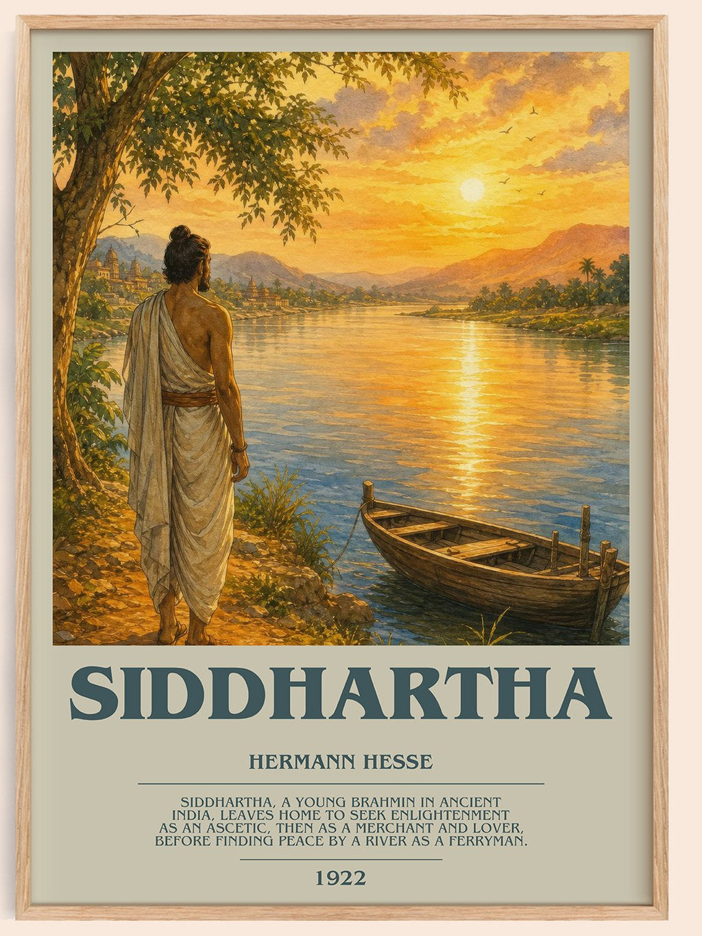 Siddhartha bookish book poster by Hermann Hesse – framed literary art print
