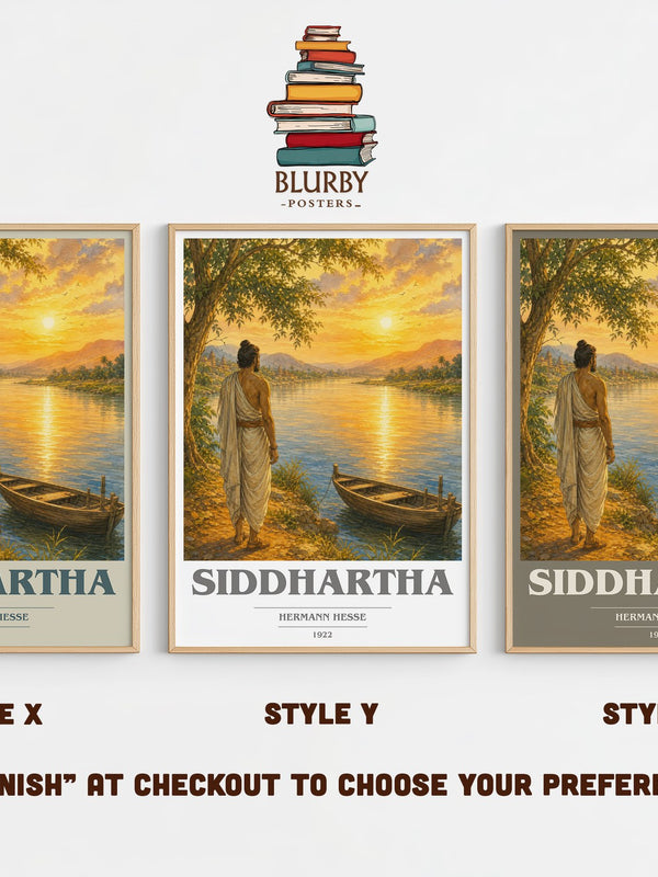 Siddhartha book cover print in frame leaning in hallway – philosophy wall art