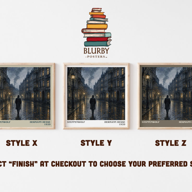 Steppenwolf literary print in frame leaning in hallway – literary fiction wall art