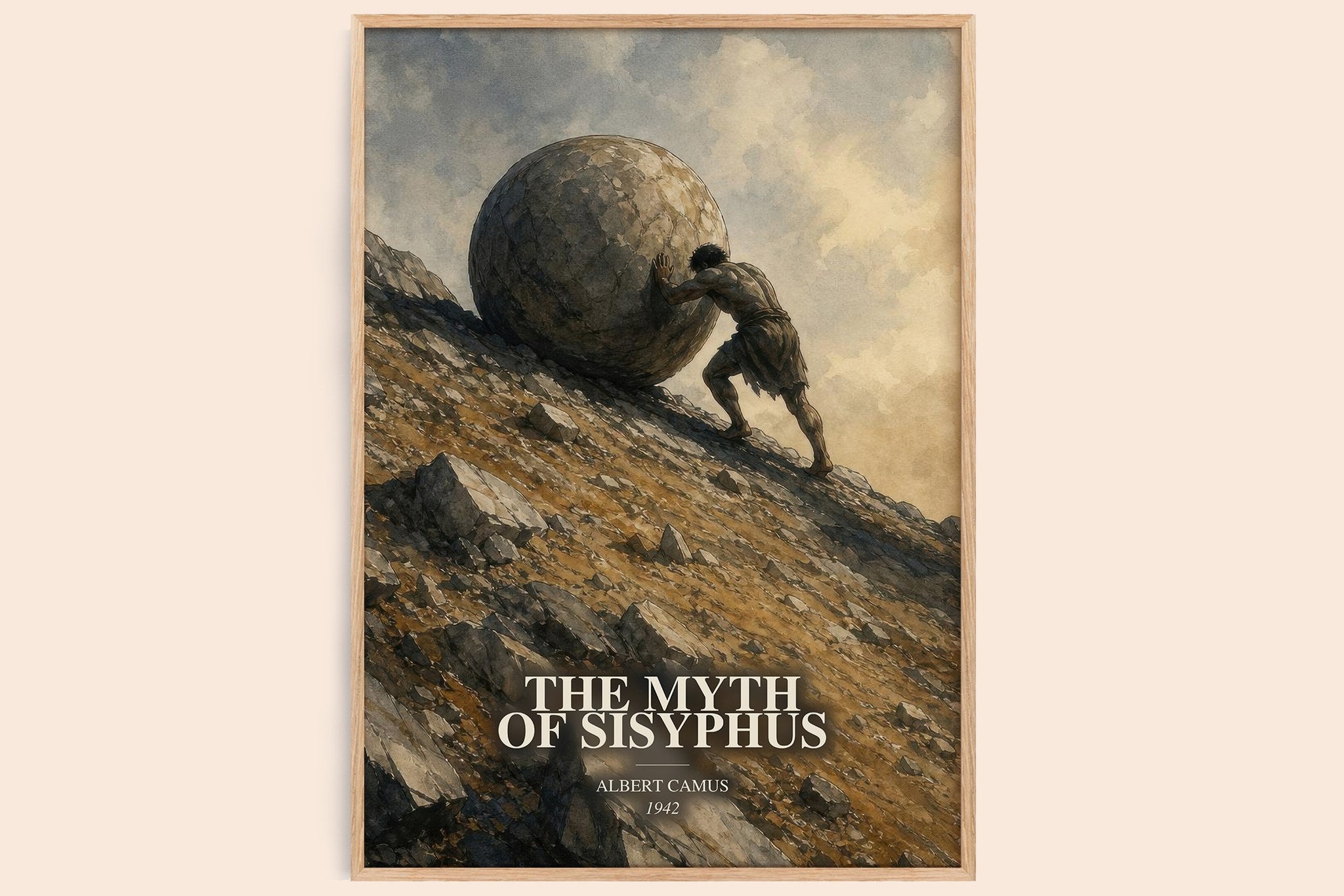 The Myth of Sisyphus Book Watercolour Illustration by Albert Camus