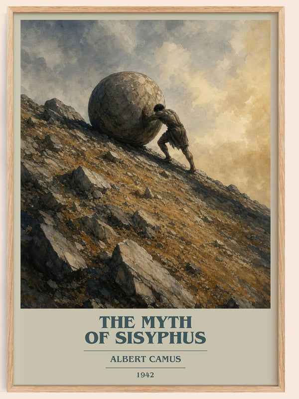 The Myth of Sisyphus book cover book poster by Albert Camus – framed literary art print