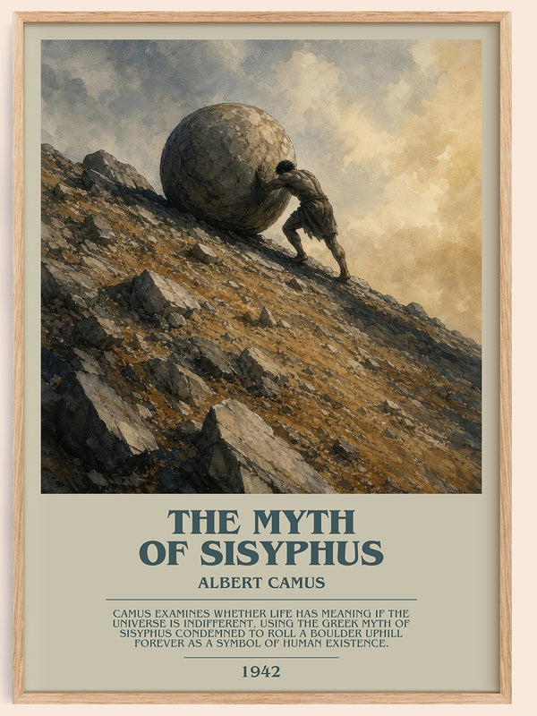 The Myth of Sisyphus bookish book poster by Albert Camus – framed literary art print
