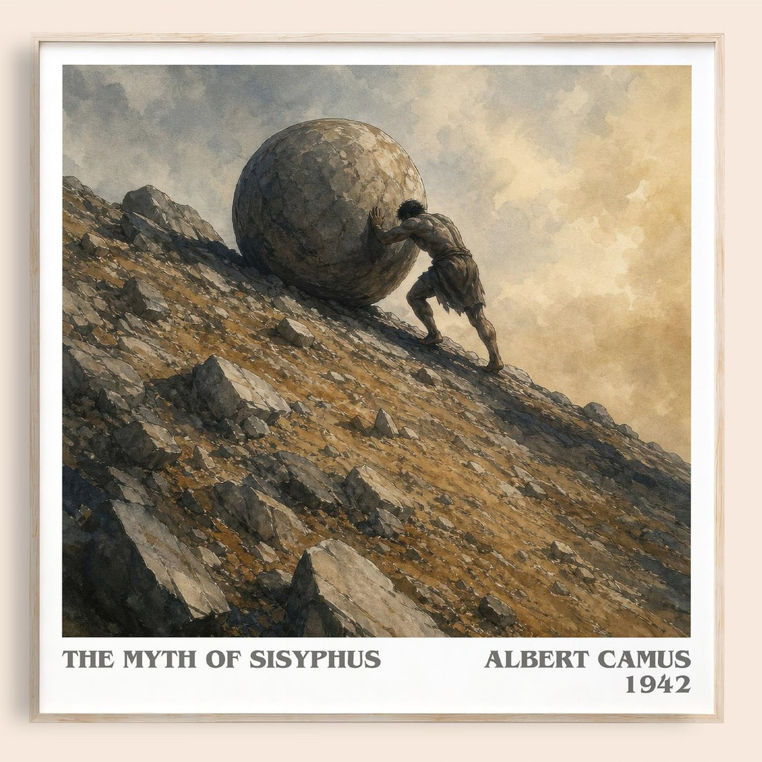 The Myth of Sisyphus literary book poster by Albert Camus – framed literary art print