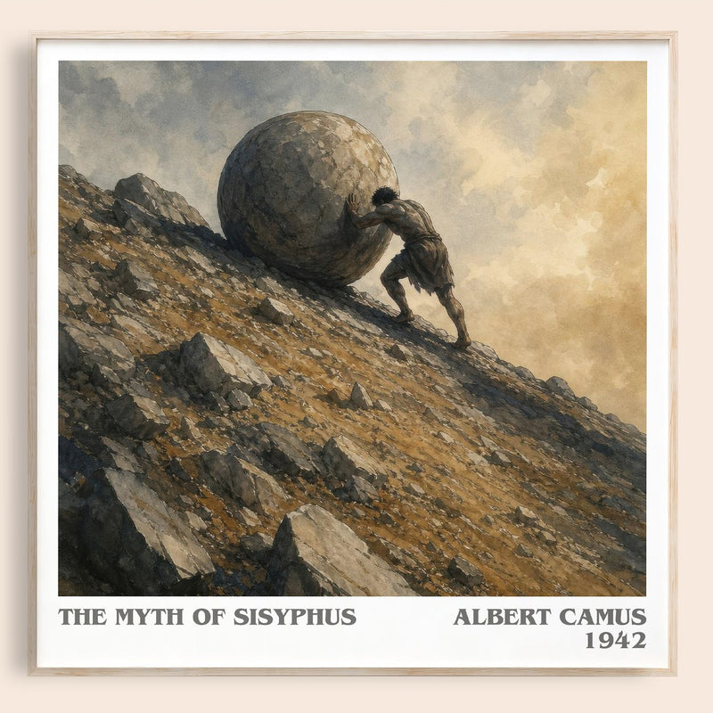 The Myth of Sisyphus literary book poster by Albert Camus – framed literary art print