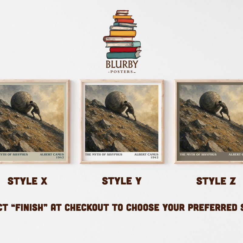 The Myth of Sisyphus literary print in frame leaning in hallway – philosophy wall art