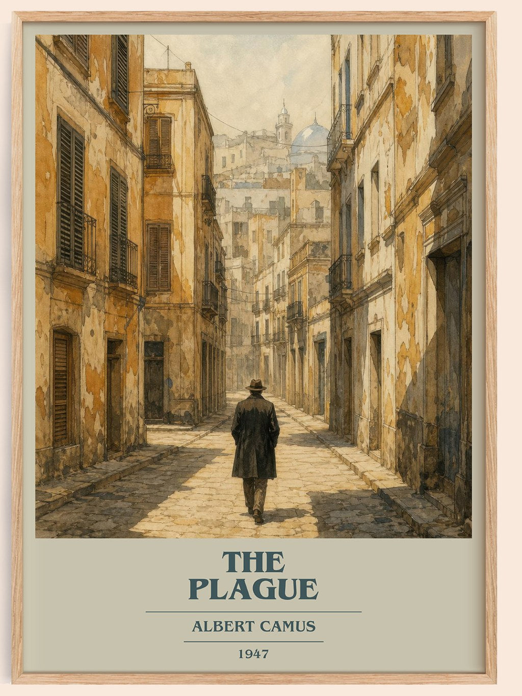 The Plague book cover book poster by Albert Camus – framed literary art print