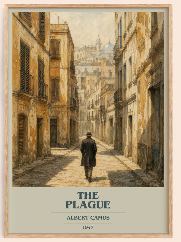 The Plague book cover book poster by Albert Camus – framed literary art print