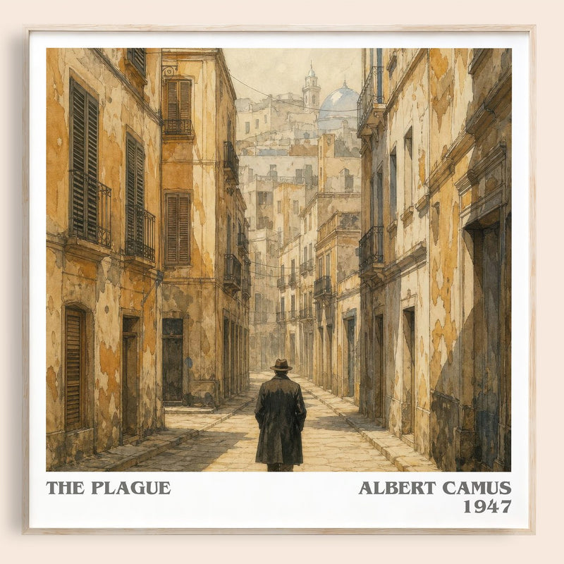 The Plague literary book poster by Albert Camus – framed literary art print