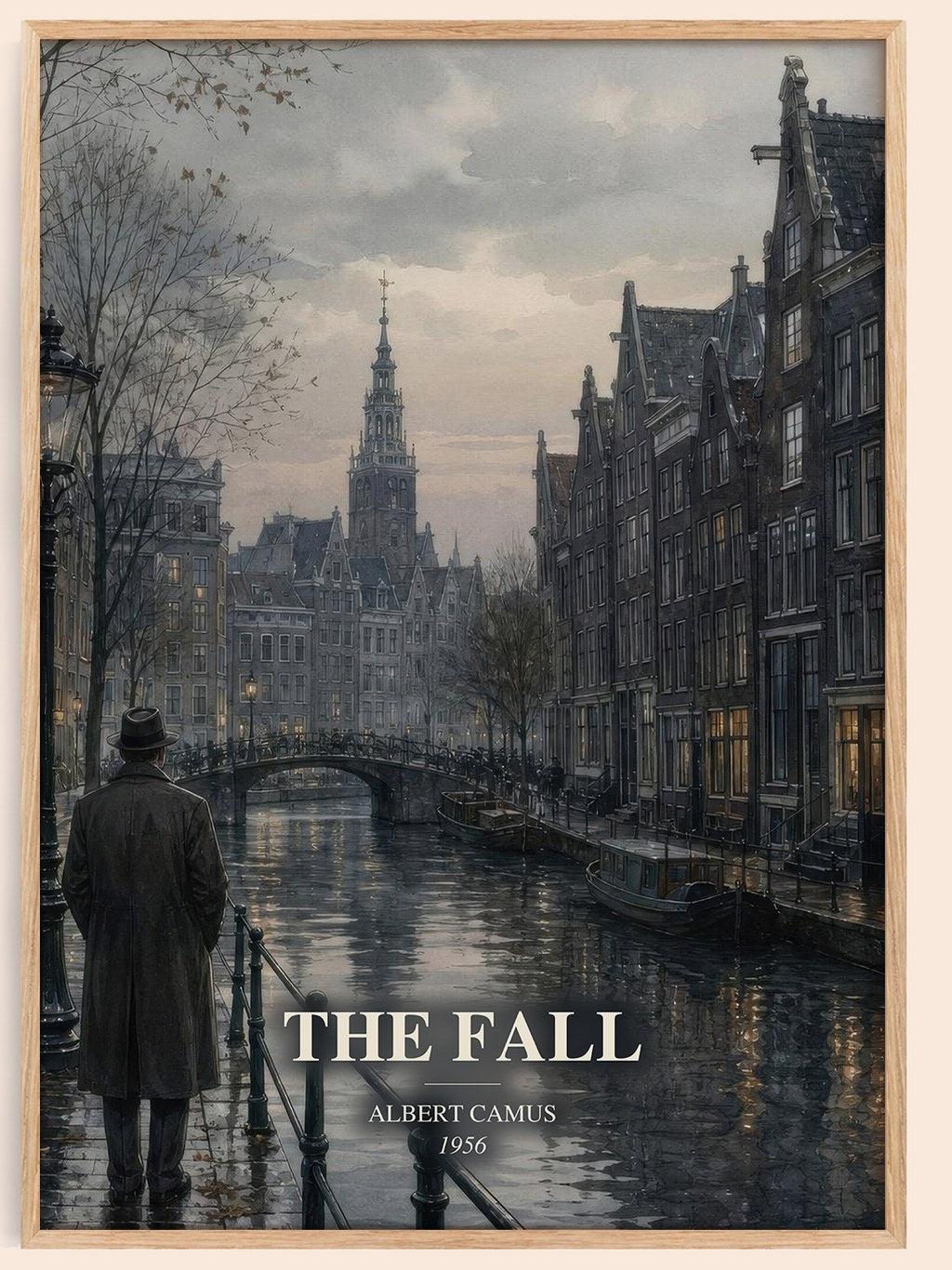 The Fall watercolour book poster by Albert Camus – framed literary art print