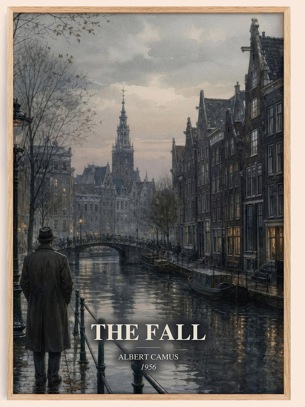The Fall watercolour book poster by Albert Camus – framed literary art print