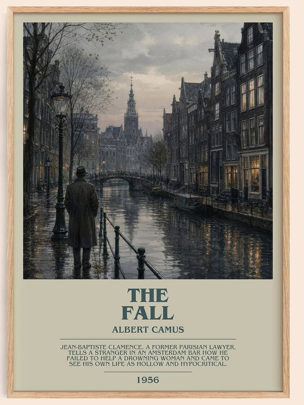 The Fall bookish book poster by Albert Camus – framed literary art print