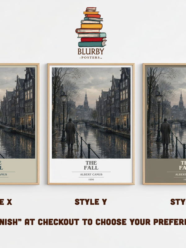 The Fall book cover print in frame leaning in hallway – philosophy wall art