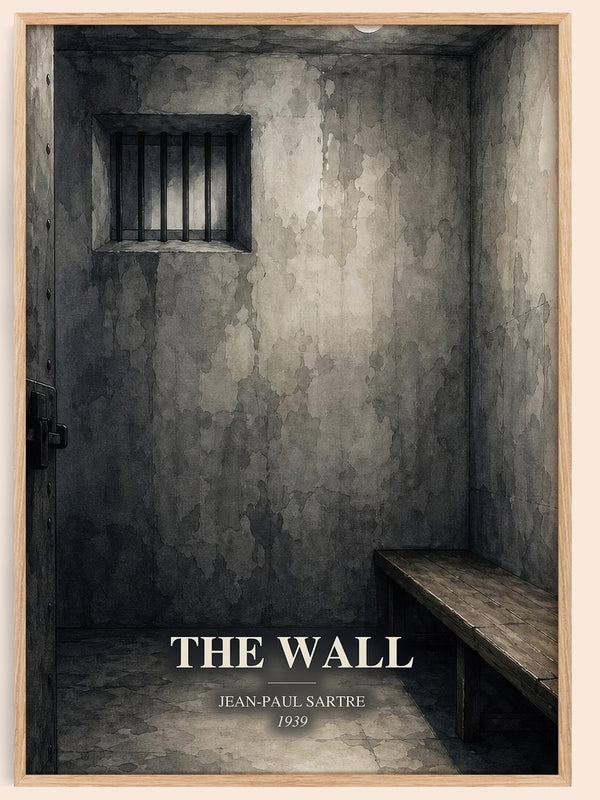 The Wall watercolour book poster by Jean-Paul Sartre – framed literary art print