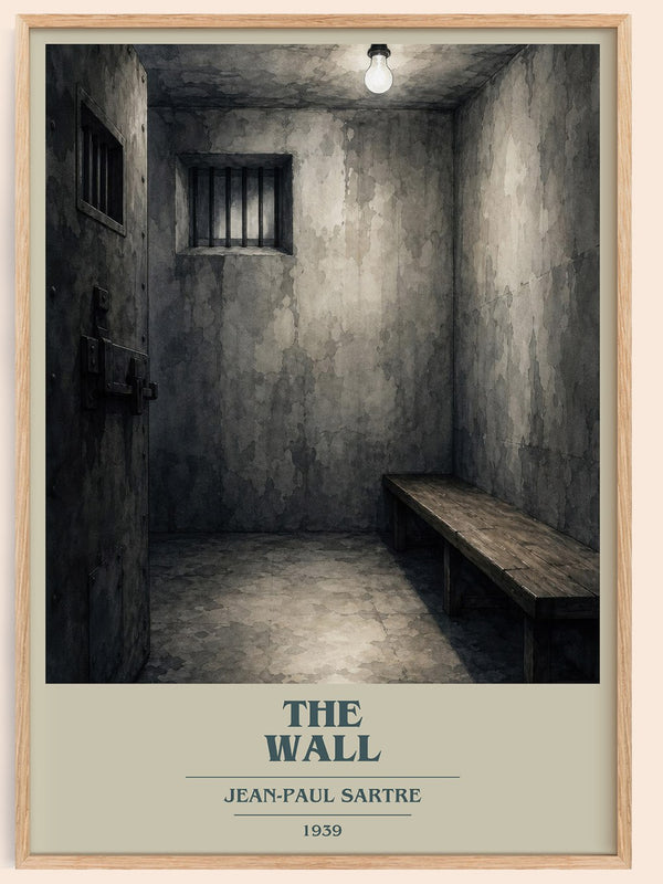 The Wall book cover book poster by Jean-Paul Sartre – framed literary art print