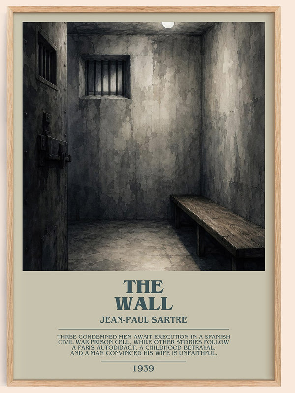 The Wall bookish book poster by Jean-Paul Sartre – framed literary art print