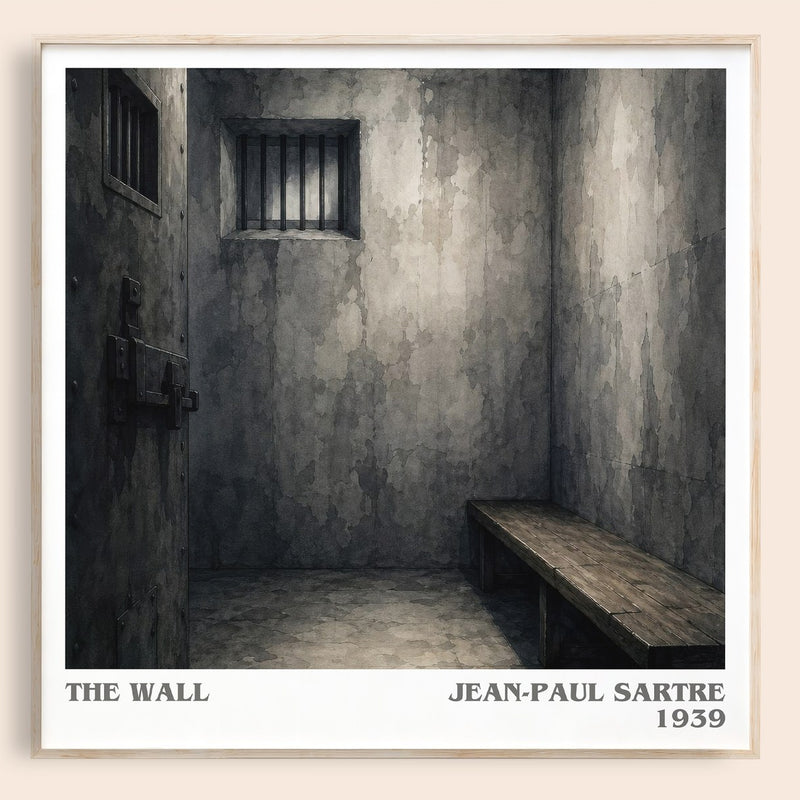 The Wall literary book poster by Jean-Paul Sartre – framed literary art print