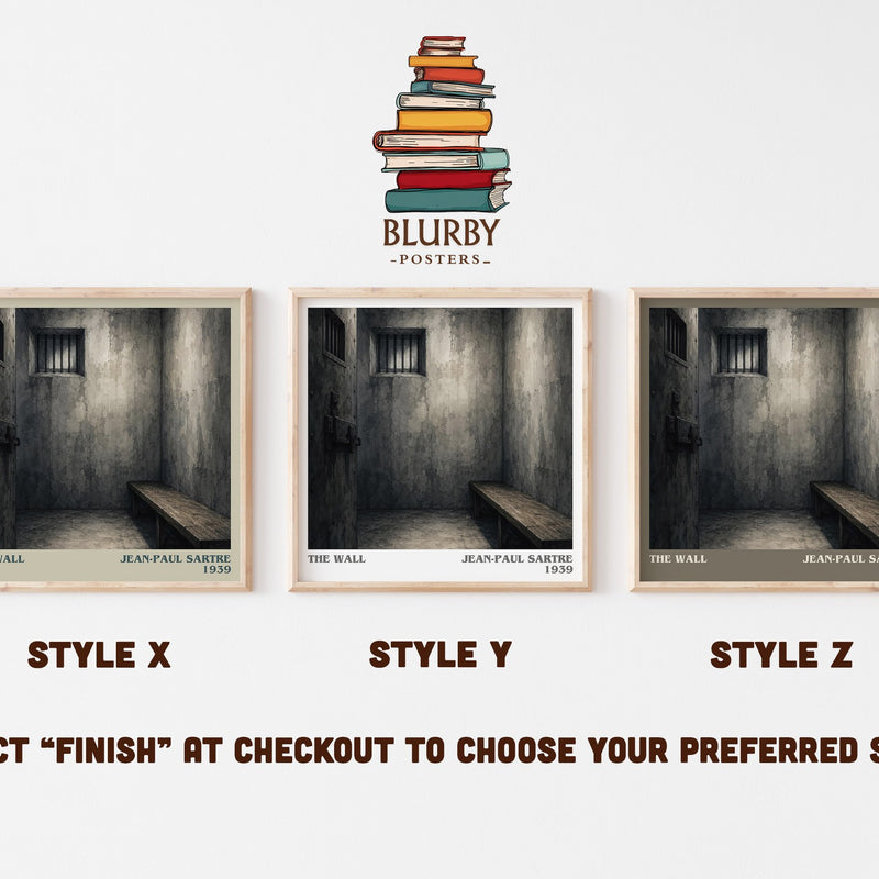 The Wall literary print in frame leaning in hallway – philosophy wall art