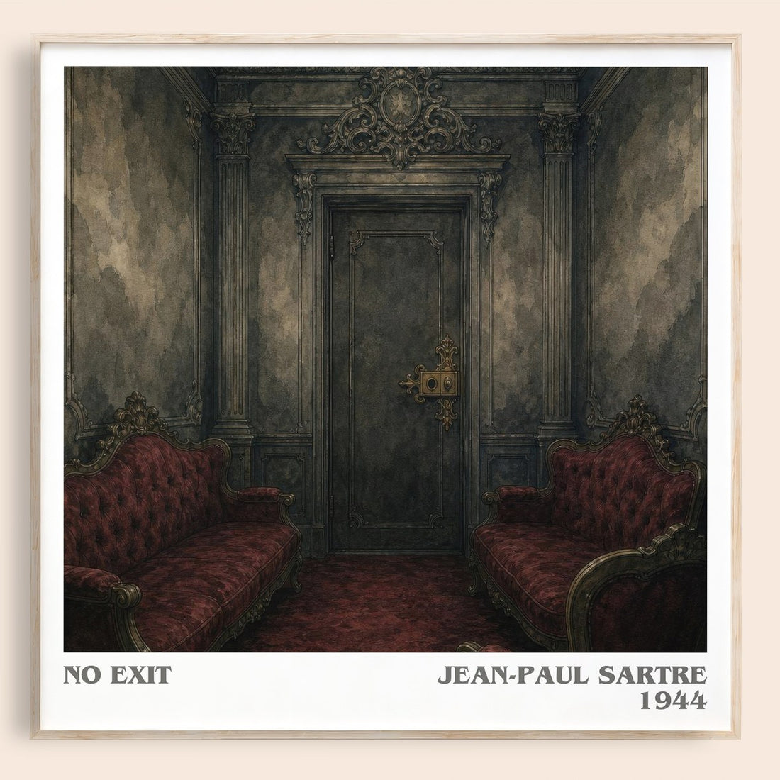 No Exit literary book poster by Jean-Paul Sartre – framed literary art print
