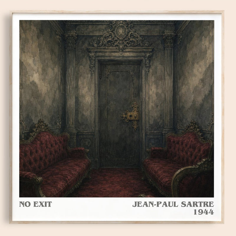 No Exit literary book poster by Jean-Paul Sartre – framed literary art print