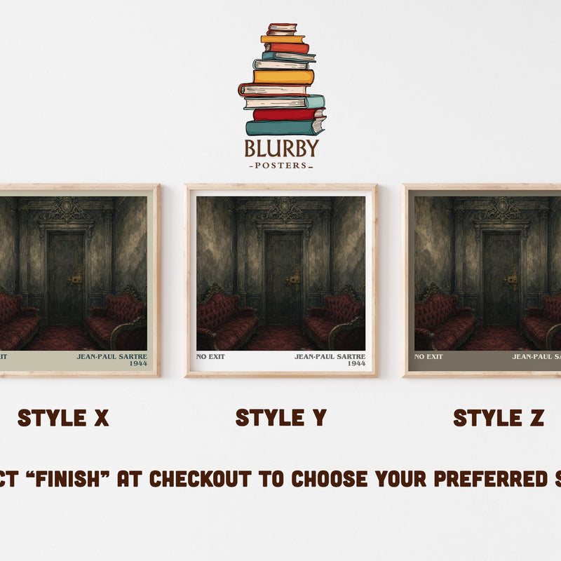 No Exit literary print in frame leaning in hallway – philosophy wall art