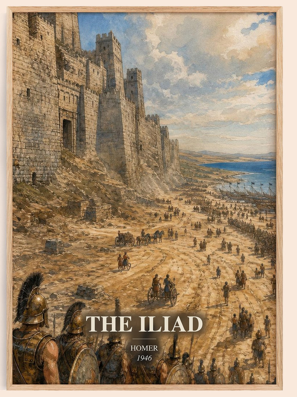 The Iliad watercolour book poster by Homer – framed literary art print