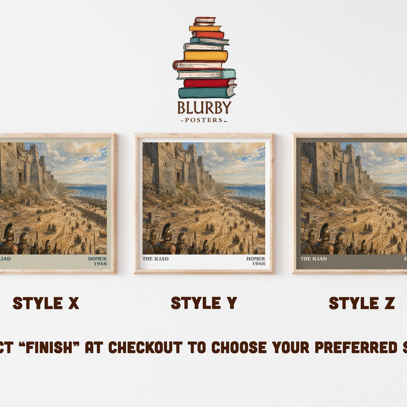 The Iliad literary print in frame leaning in hallway – poetry wall art