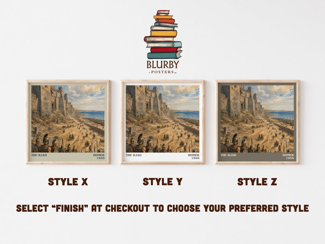 The Iliad literary print in frame leaning in hallway – poetry wall art (mockup)
