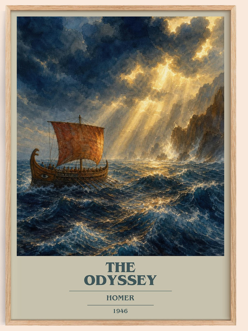The Odyssey book cover book poster by Homer – framed literary art print