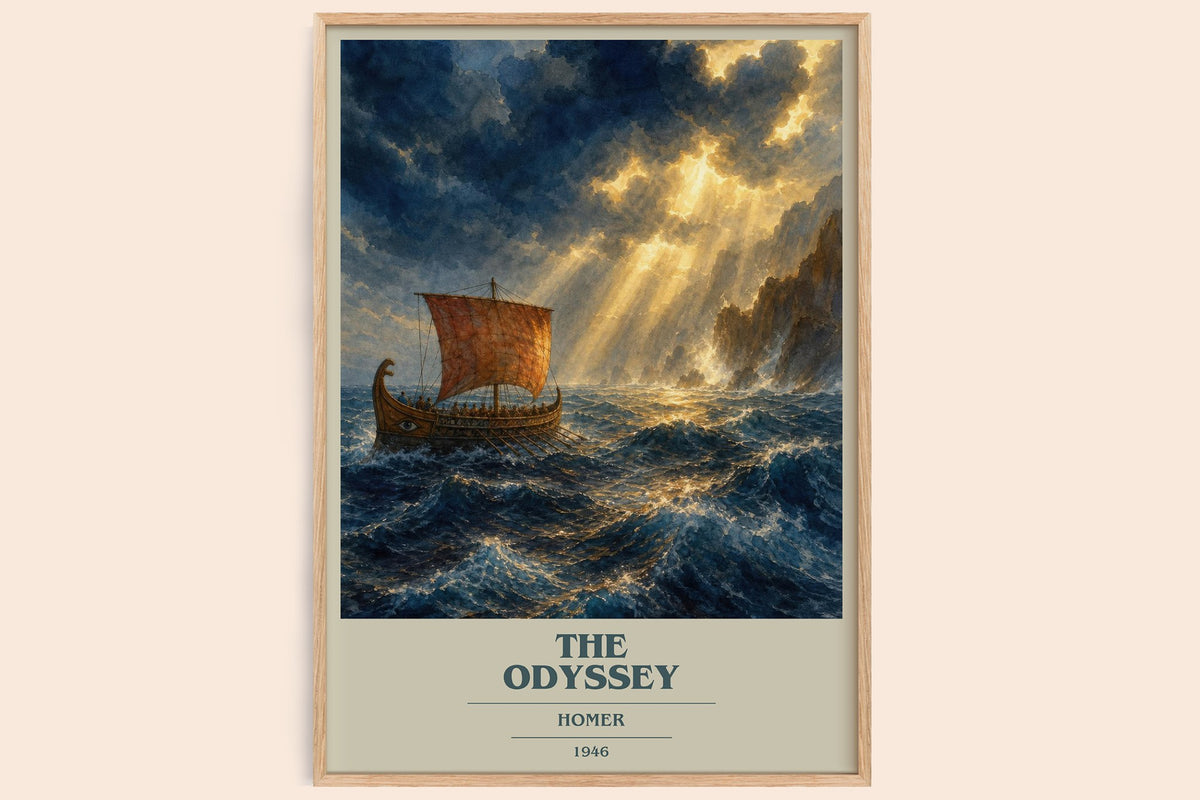 The Odyssey book cover book poster by Homer – framed literary art print