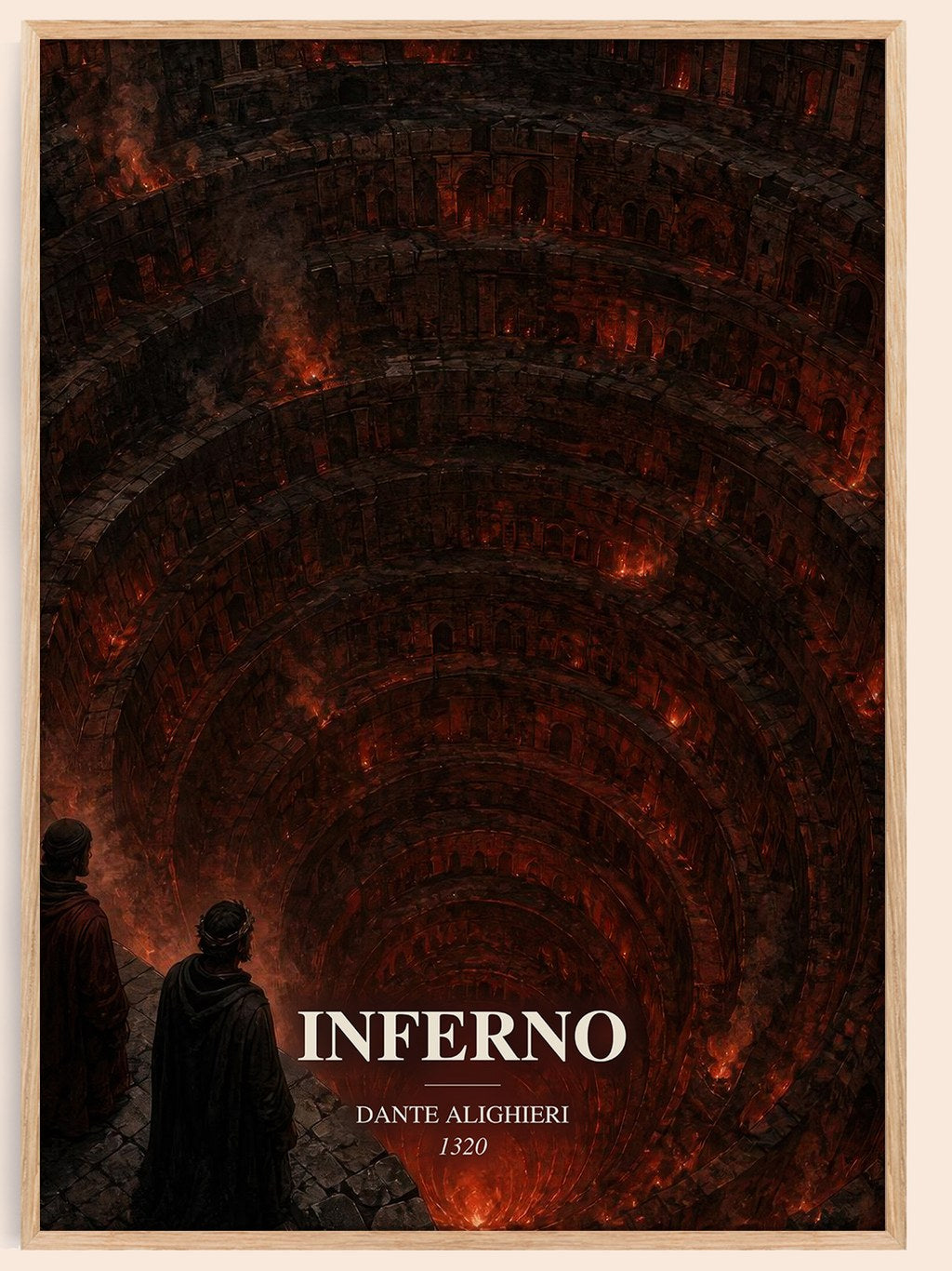 Inferno watercolour book poster by Dante Alighieri – framed literary art print