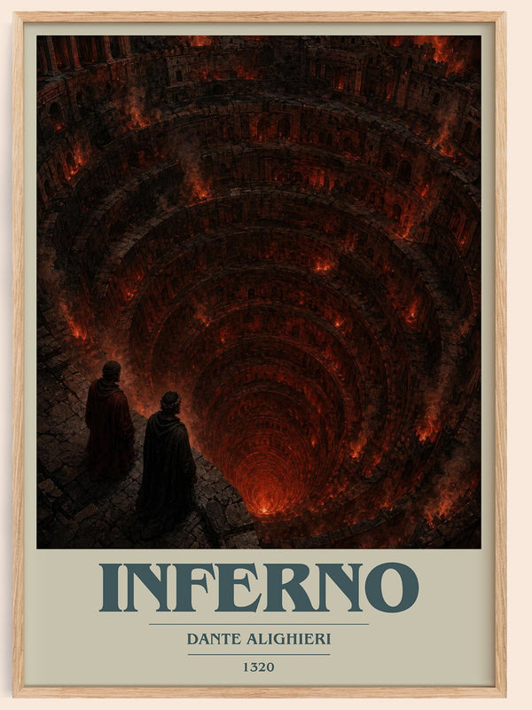 Inferno book cover book poster by Dante Alighieri – framed literary art print